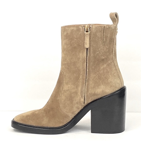 NEW TORY BURCH SIERRA HEELED ANKLE BOOT TAN SUEDE - Picture 6 of 6